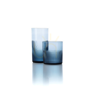 Bazar Bizar Azure högt räfflat blått dricksglas, 15,3 cm small 8