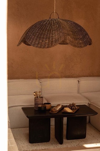 Kontrollera Hängande rottingskärm Bazar Bizar THE WAVE Dark Walnut L 103 cm