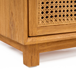 Bazar Bizar Harmony nattduksbord, teak och rotting, natur, 51 × 48 × 48 cm small 2