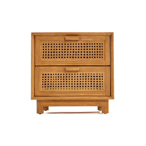 Bazar Bizar Harmony nattduksbord, teak och rotting, natur, 51 × 48 × 48 cm small 4