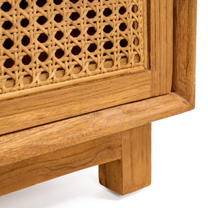 Bazar Bizar Harmony nattduksbord, teak och rotting, natur, 51 × 48 × 48 cm small 5