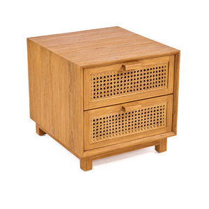 Bazar Bizar Harmony nattduksbord, teak och rotting, natur, 51 × 48 × 48 cm small 6