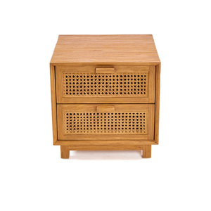 Bazar Bizar Harmony nattduksbord, teak och rotting, natur, 51 × 48 × 48 cm small 7