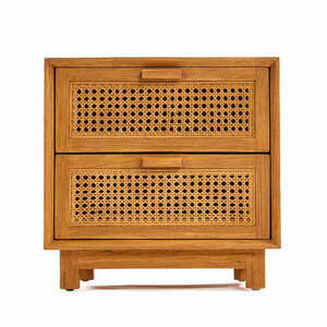 Bazar Bizar Harmony nattduksbord, teak och rotting, natur, 51 × 48 × 48 cm small 0