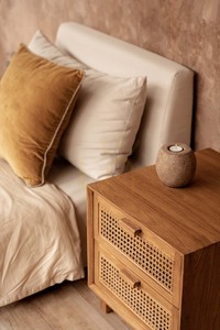Bazar Bizar Harmony nattduksbord, teak och rotting, natur, 51 × 48 × 48 cm small 10