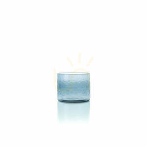 Dricksglas blå 8 cm handslagen låg rökfärgad glas small 0