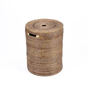 Tvättkorg i rotting med lock The Laundrilla, Ø40 x 52 cm, naturbrun small 5