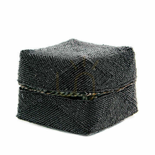 Kontrollera Rottingkorg Beaded Collection Svart L 20x15x20 cm