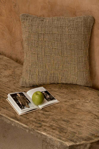 Kontrollera Kuddfodral The Linen Damier Naturell 50x50 cm