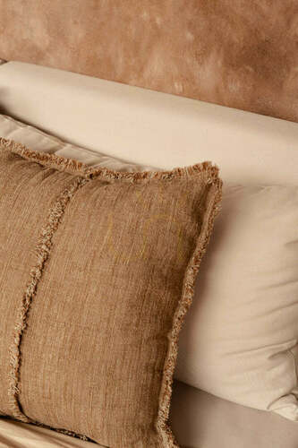 Kontrollera Kuddfodral Sahara Fringe Naturbrun 50x50 cm