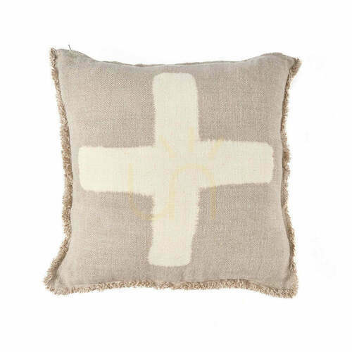 Kontrollera Kuddfodral naturvitt korsmönster 50x50 cm