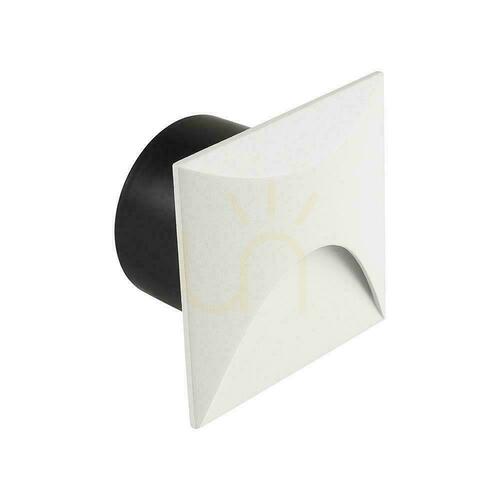 Kontrollera Aluminium 3W LED V-TAC fyrkantig trapphusarmatur vit 230V IP65 VT-44002SQ 3000K 230lm