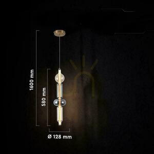 V-TAC LED pendelarmatur 9W rökig bärnsten guld VT-84041 3000K 1300lm small 2