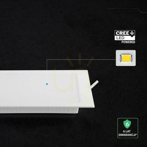 Kontrollera V-TAC 6W LED CREE CHIP infälld downlight panel fyrkantig 120x120mm VT-61006CCT 630lm 6 års garanti