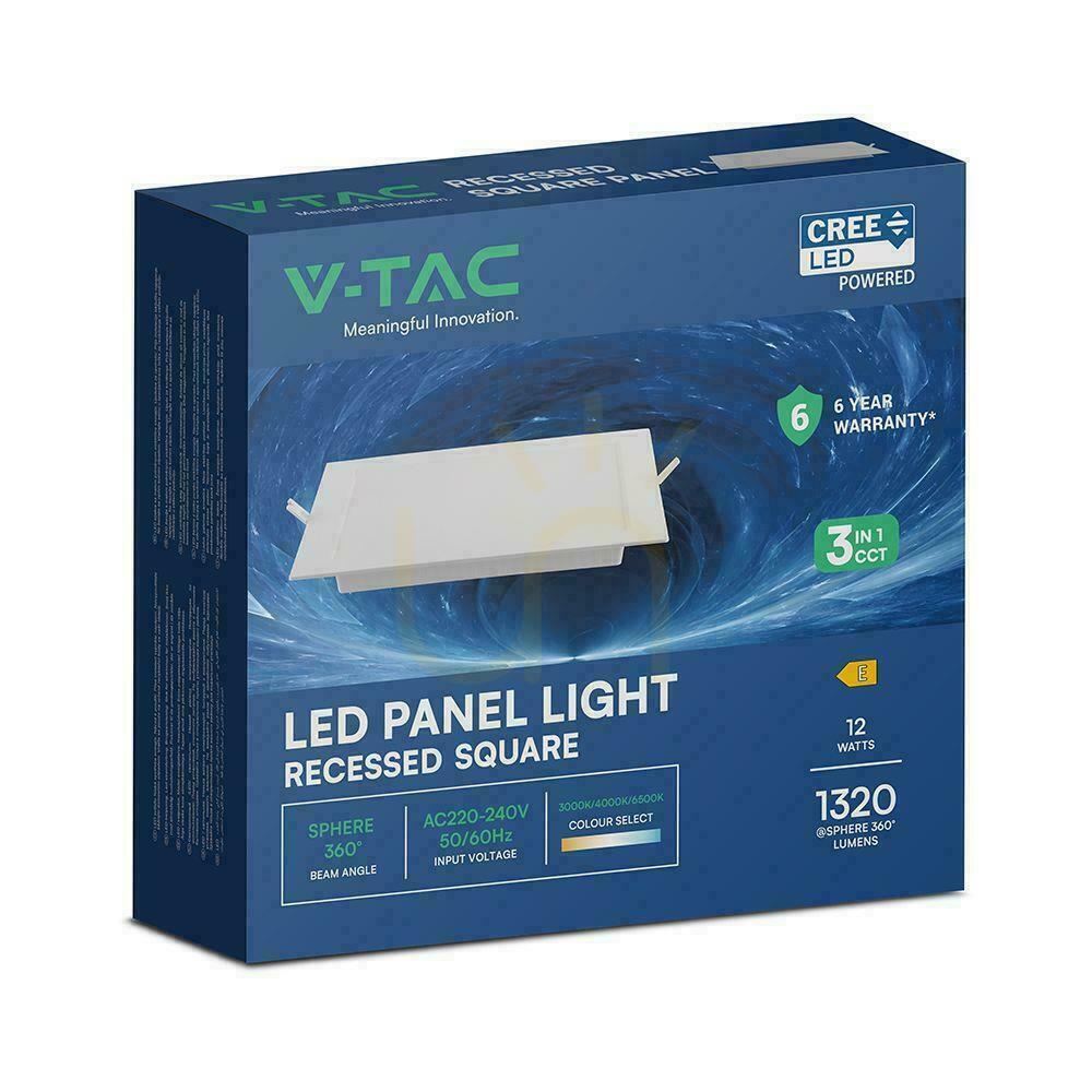 Kontrollera V-TAC infälld downlightpanel 12W LED CREE CHIP fyrkantig 170x170mm VT-61012CCT 1320lm 6 års garanti V-TAC infälld downlightpanel 12W LED CREE CHIP fyrkantig 170x170mm VT-61012CCT 1320lm 6 års garanti