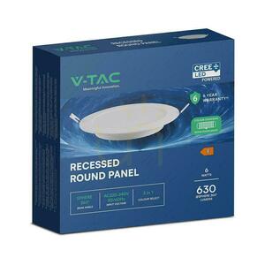 V-TAC 6W LED CREE CHIP infälld downlight panel rund 120x28mm VT-61006CCT 630lm 6 års garanti small 5