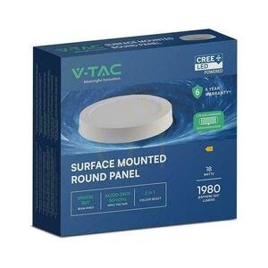 Utanpåliggande downlightpanel V-TAC 18W LED CREE CHIP rund 215x30mm VT-60018CCT 1980lm 6 års garanti small 5