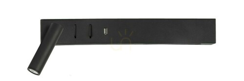Kontrollera Luces Exclusivas ZARATE LE42219 svart LED-läslampa för vägg 8 W 560 lm 3000 K USB