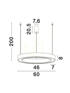 Pendellampa SONORA Ø60 cm vit LED 50 W Luces Exclusivas LE42807 small 1