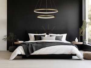 BANE Luces Exclusivas LED-pendellampa svart och guld, 2 ringar Ø80 cm LE43226 small 2