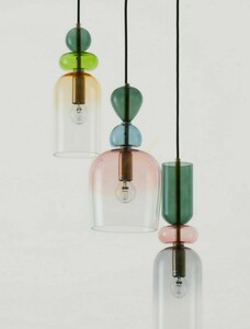 Luces Exclusivas BALAM guldfärgad pendellampa med färgat glas 3xE14 LE43400 small 2