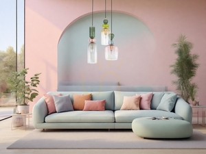 Luces Exclusivas BALAM guldfärgad pendellampa med färgat glas 3xE14 LE43400 small 3