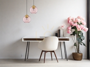 Pendellampa Luces Exclusivas BALMI LE43410, guldfärgad med rosa glas, E27, 24 cm small 4