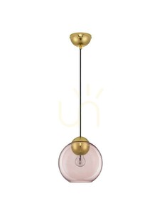 Pendellampa Luces Exclusivas BALMI LE43410, guldfärgad med rosa glas, E27, 24 cm small 0