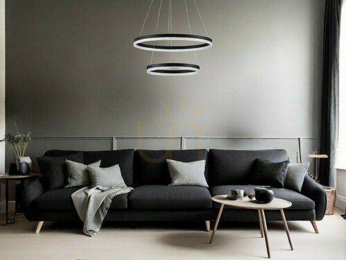 Kontrollera ACACIO pendellampa 2 ringar svart 60 cm från Luces Exclusivas LE43561