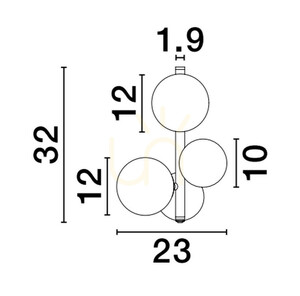 Luces Exclusivas PARLA LE43677 vägglampa, matt guld, vita glober, 3×G9 small 1