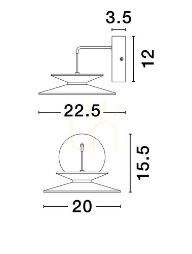 Kontrollera GUANAY vägglampa från Luces Exclusivas LE44745