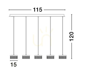 Luces Exclusivas MINEROS LE44583 guldfärgad LED-pendellampa, 5 ljuspunkter, 115 cm small 3