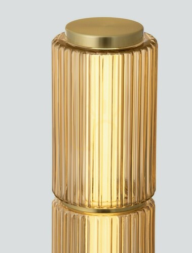 Kontrollera TABRUNO LED-golvlampa Luces Exclusivas LE45172, guldfärgad, bärnstensfärgat glas, 148,5 cm