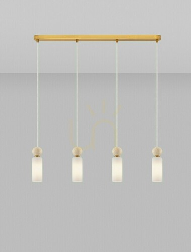 Kontrollera Luces Exclusivas CORVIZO LE45275 pendellampa, 4 skärmar, 80 cm, guld och travertin