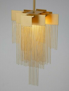 Luces Exclusivas ARDALES LE45835 pendellampa, kaskad av guldkedjor, LED 8 W 3000 K, triac-dimbar, 31 × 21 cm small 3