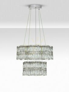 ARIZA taklampa i två plan, kristall och stål, LED 56 W 3500K 4119 lm, 60 cm, TRIAC-dimbar, Luces Exclusivas LE45852 small 1