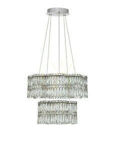 ARIZA taklampa i två plan, kristall och stål, LED 56 W 3500K 4119 lm, 60 cm, TRIAC-dimbar, Luces Exclusivas LE45852 small 0
