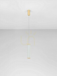 Luces Exclusivas CONIL LE45980 pendellampa, akrylcylinder, LED 6 W, 398 lm, 2700 K, guld, 200 cm small 1