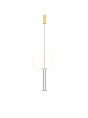 Kontrollera Luces Exclusivas CONIL LE45980 pendellampa, akrylcylinder, LED 6 W, 398 lm, 2700 K, guld, 200 cm