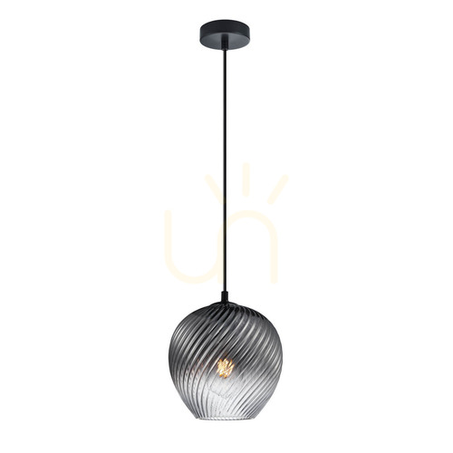 Kontrollera Taklampa Italux Modern Alias E27 svart rökt glas 20,5 cm PND-3664-1-BK-SG