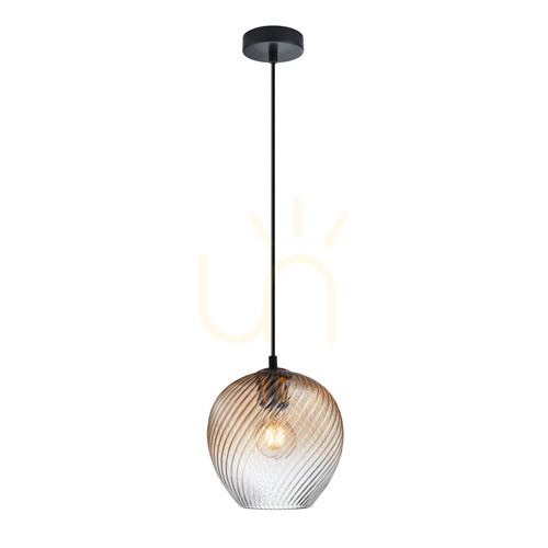 Kontrollera Pendellampa Italux Alias svart/bärnsten glas E27 PND-3664-1-BRO-AMB