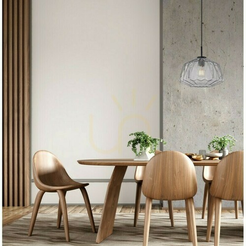 Kontrollera Pendellampa Italux Antita svart skärm i rökfärgat glas E27 30 cm PND-3644-1-BK-SG