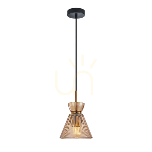 Kontrollera Italux Balme hänglampa svart bärnstensglas E27 PND-3627-1-BRO-AMB