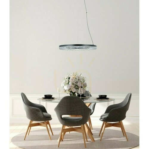 Kontrollera Italux Barlo LED-pendellampa svart 50 cm PND-34526-M-BK