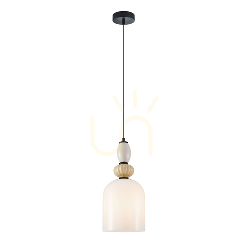 Kontrollera Italux Bonata Svart Vit Glas Pendellampa E27 PND-36573-1B-BK-WH