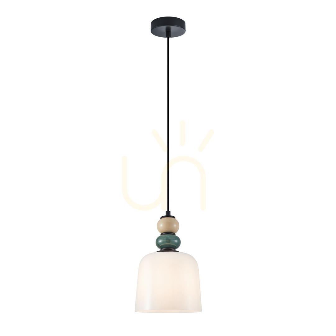 Kontrollera Italux Pendant Light E27 Svart Vit Glas 16 cm PND-36573-1C-BK-WH Italux Pendant Light E27 Svart Vit Glas 16 cm PND-36573-1C-BK-WH