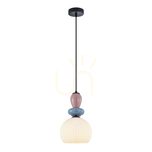 Kontrollera Italux takpendel svart vit glas E27 20 cm PND-36816-1A-BK-WH