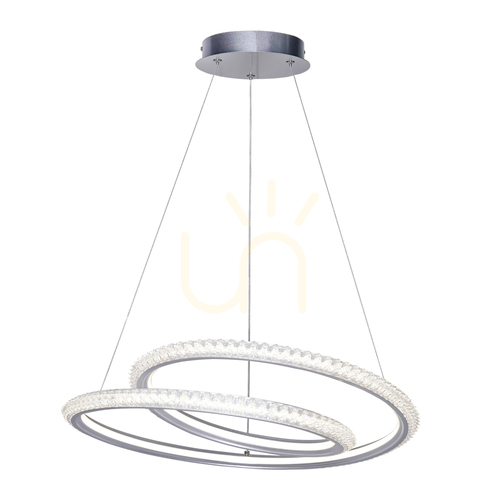 Kontrollera Italux Kortia LED-pendellampa Silver 48 cm PND-64873-SILV