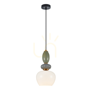 Italux Martelo pendellampa E27 18,5 cm – vitt glas och färgade detaljer PND-36545-1B-GD-WH small 0