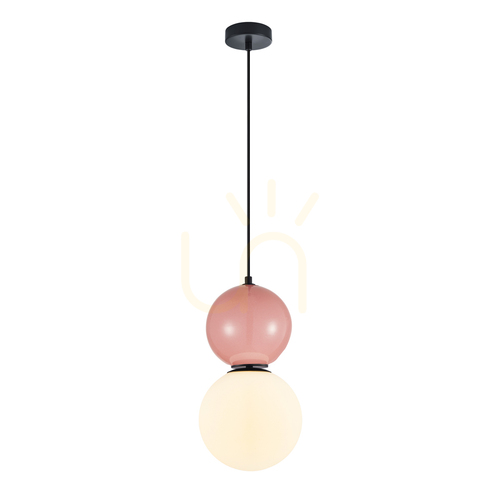 Kontrollera Italux hängande taklampa svart glas E27 20 cm PND-36603-1L-BK-PK